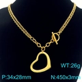 Collana dorata con ciondolo a cuore traforato e chiusura a levetta OT su manichino - Collana / Collana d'Oro (KN292137-Z)