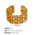 18k vergoldeter geflochtener Edelstahlring mit 10,5mm Breite im Vintage-Stil - US 7# / Gewebte Textur (JZ111) / Gold