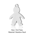 Silberner Jungen-Anhänger aus Edelstahl für DIY-Schmuck, Größe 12x17mm - Minimalistischer Junge Anhänger (Pendant Only) (JN327-1)