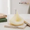 Cream-colored spiral twisted scented candle with hanging tag on beige stone slab - Spiral Twist Shape(50) / Cream White