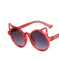 Kids cute cat ear sunglasses with red translucent frames and grey gradient lenses - Red Frame / Gradient Gray