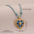 Collier avec pendentif cœur tarot bleu, cordon tissé réglable et acier inoxydable de luxe - Coeur Floral Bleu (6#)