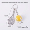 Mini balle de tennis jaune et raquette argentée porte-clés pour cadeaux de sport - 2.6cm Large / Raquette Argent + Balle Jaune 2.6cm