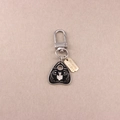 Dark punk spade heart metal keychain with planchette pendant and golden tag accessory - Bat Planchette