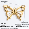 18K gold plated stainless steel butterfly pendant with black and white enamel detail - PJ91334