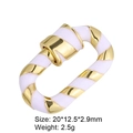 Oval screw clasp with white enamel and gold plating, 20x12.5mm jewelry accessory - Style 88 (White & Gold Twisted Clasp 20x12.5mm)
