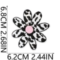 Flower embroidery patch with leopard print petals and dimensions of 6.8cm by 6.2cm - 6.8x6.2cm