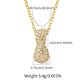 Macro detail of gold-plated necklace with bow pendant dimensions and chain length - Letter I Style (KN0422-I)
