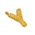 Lava texture gold letter Y pendant necklace charm with rugged metallic finish - Letter Y - Gold Pendant