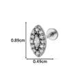 Labret-Stecker aus Titanstahl mit ovalen Zirkonia, Abmessungen 0,89 cm x 0,49 cm - 11# Ovaler Edelstein-Stil (2623-11# Silber)