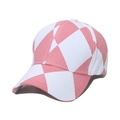 Casquette de baseball à motif losanges rose et blanc avec visière courbée classique - M (56-58cm) / Bloc de Couleur Géométrique Rose et Blanc (B)