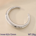 Minimalist silver hollow C-shape cuff bracelet in polished stainless steel with open design - Thickened Open Steel Color (KB188548-GC) / Inner 62x13mm/26g