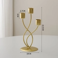 Modern three-head gold iron candle holder with dimension markings for home decor - Curved Candlestick Triple Head - Gold