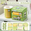 Panda themed green pull-out sticky note box with 256 reusable panda cartoon stickers - Panda School Days