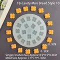Macro view of 18-cavity mini bread silicone mold with 7.9x7.9x1.3cm dimensions - 18-Hole Mini Bread Style 10