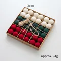 Red green and white wool felt balls Christmas ornaments set in kraft gift box - Classic Red Green White Style (36 Pcs)