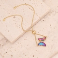 Detailed shot of an 18K gold butterfly bracelet with colorful zircon and pull-string clasp - Multicolor (6#)