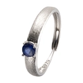 Adjustable S925 sterling silver ring featuring a round deep blue gemstone - Sapphire Round Matte Style (LR354)