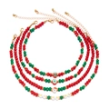 Set of four Christmas colorful clay bead necklaces with festive pendants on white background - 4-Layer Christmas Pendant Style-1