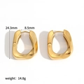 Pendientes de aro gruesos en forma de U de acero inoxidable dorado de 24 mm - Estilo Geométrico en U (TE60400-G) / Dorado