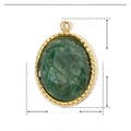 Detalle de colgante ovalado de piedra natural y acero inoxidable dorado de 19x13 mm - YE424-1 Borde de Cuentas Ovalado Verde