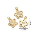 Detail showing 1.5x1.3cm gold star pendants with micro-paved zircons and small pearls - Seed Pearl Star