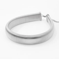 Detail of silver ribbed texture metal choker with lobster clasp and extension chain - Snake Chain Choker/20mm Width / Steel