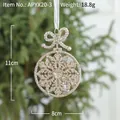 Golden glitter snowflake Christmas ornament with bow, 11cm height, holiday tree hanging decor - Champagne Snowflake