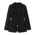 Ensemble blazer en dentelle noire pour femme avec cordon de serrage et breloques - XS / Outerwear