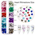 Set di 72 strass per unghie a forma di cuore da 8 mm in 12 colori con custodia - Strass a Dorso Piatto Cuore Multicolore (12G-912)
