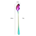 Rainbow stainless steel long handle coffee spoon with 20cm length and 21g weight - Rainbow (Pointed)
