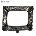 Inflatable New Year photo frame balloon prop with gold festive prints 55x57cm - Black New Year Photo Frame