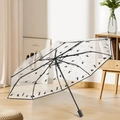 Paraguas transparente con estampados de siluetas de gatos negros y mango minimalista - Empalmado - Gato Negro / Paraguas Plegable / Manual