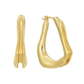 Boucles d'oreilles dorées irrégulières minimalistes avec finition polie sur fond blanc - Doré