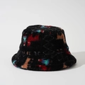 Cappello bucket in peluche spessa con motivi astratti colorati per il calore invernale - M (56-58cm) / Nero profondo