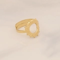 Detail of gold-plated adjustable ring with open hollow design and beaded textures - Hollow Ring Grain Texture Style (21#)