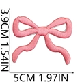 Pink embroidered bow patch measuring 5cm in width and 3.9cm in height for DIY clothes - Pink Bow with Heart Detail (2号)