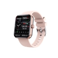 Smart watch with rose gold bezel and pink silicone strap showing health tracking data - Silicone Strap / Gold Japanese Version
