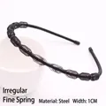 Cerchietto ondulato da uomo in acciaio nero largo 1 cm per acconciature capelli - Molle Sottili Irregolari