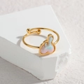 Anillo ajustable de oro 18k con linda cabeza de conejo y purpurina degradada - Conejo Degradado (R782-aixin)