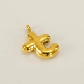 Polished gold bubble letter J pendant made of stainless steel with a rounded glossy finish - Letter T