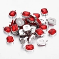 Square stainless steel pendant setting with ruby red gemstone and silver empty bezel - Red
