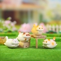Set of four cute miniature cat figurines in white and calico colors for desk decor - Set of Four Cats (1227-1)