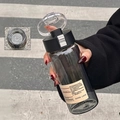 550ml smoky grey portable plastic water bottle with tea infuser filter and lucky label - Smoke Grey (Medium Grey Glass)