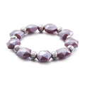 Bohemian steel beaded bracelet featuring purple faceted crystals and polished silver beads - Purple Faceted Beads With Silver Round Beads Style (KB99062-Z)