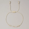 Bracciale corda beige fatto a mano con perline dorate e pietre semipreziose sfaccettate - Giugno - Pietra di Luna