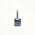 Silver pendant with square blue gemstone setting and elegant minimalist bail design - Silver - March
