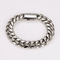 Detailed close-up of a silver polished stainless steel Cuban link bracelet with a secure clasp - Silver Steel Bracelet (10mm/22cm)