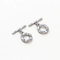Polished silver hexagonal OT toggle clasp connector for handmade jewelry making - Platinum Embossed OT Clasp - 2Pcs/Pack