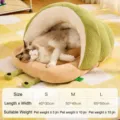 Letto per gatti a forma di lumaca con cuscino morbido e tabella delle taglie completa - Taglia S / Verde